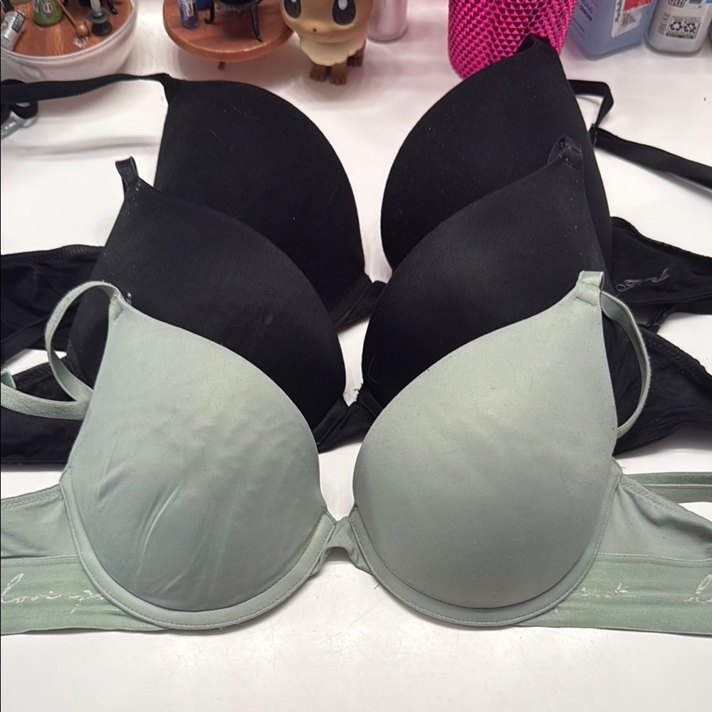 Women's Black and Green Intimates Set